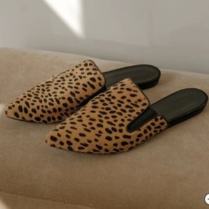 Jenni Kayne Cheetah Pony Hair Mules Slides size 38